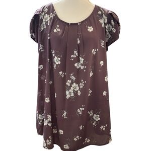 Papermoon Plum Floral Blouse – Size 2X